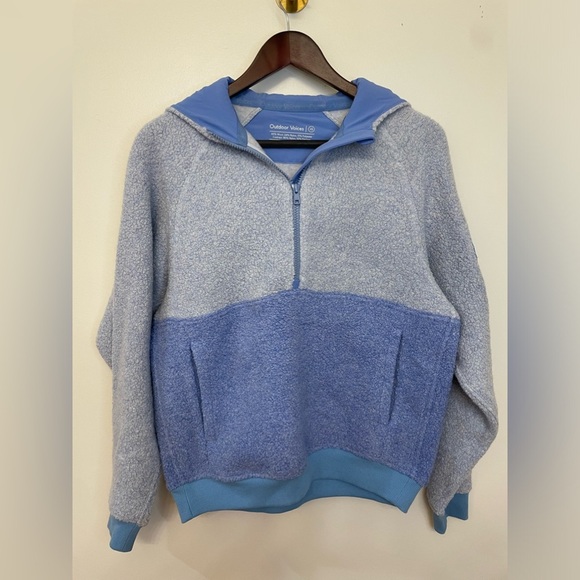 NEW Outdoor Voices||Megafleece Wool Half Zip Pullover Hoody, Dusty Blue … - Picture 4 of 13